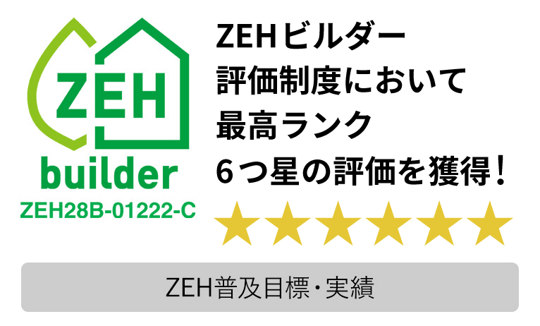 ZEHビルダー評価制度において最高ランク6つ星の評価を獲得！